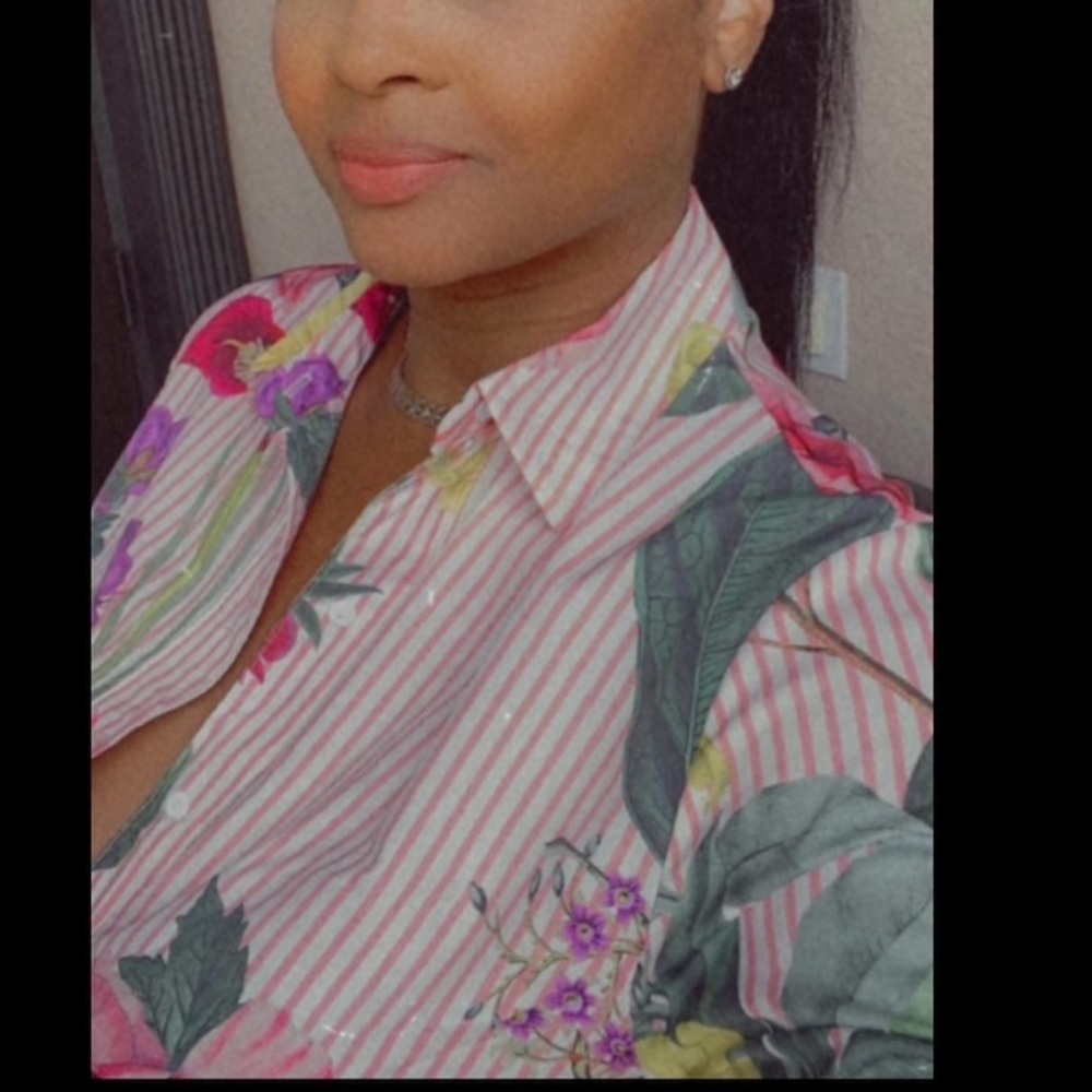 Pink stripe floral midi dress